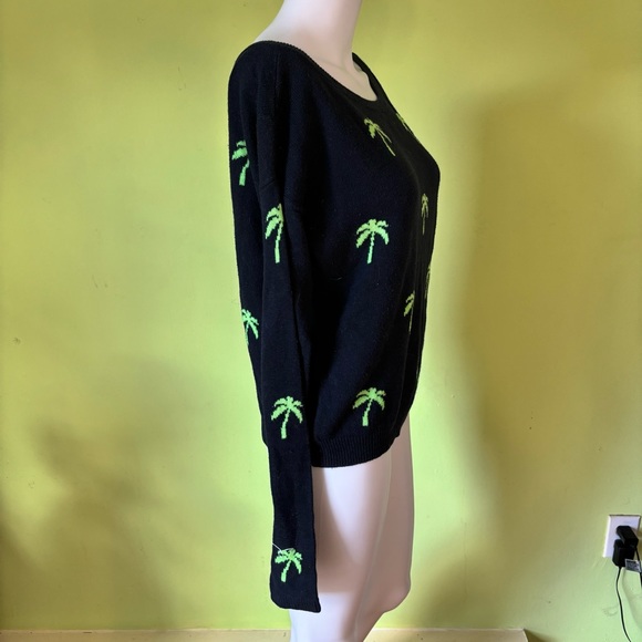 HOLLISTER NAVY BLUE GREEN PALM TREE GRAPHIC PRINT SWEATER SIZE XS - Picture 4 of 5